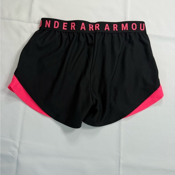 Under Armour Black and Pink Athletic Shorts with Elastic Waistband - Picture 4 of 5
